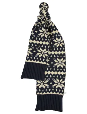 Eli Fairisle Knitted Scarf in Navy