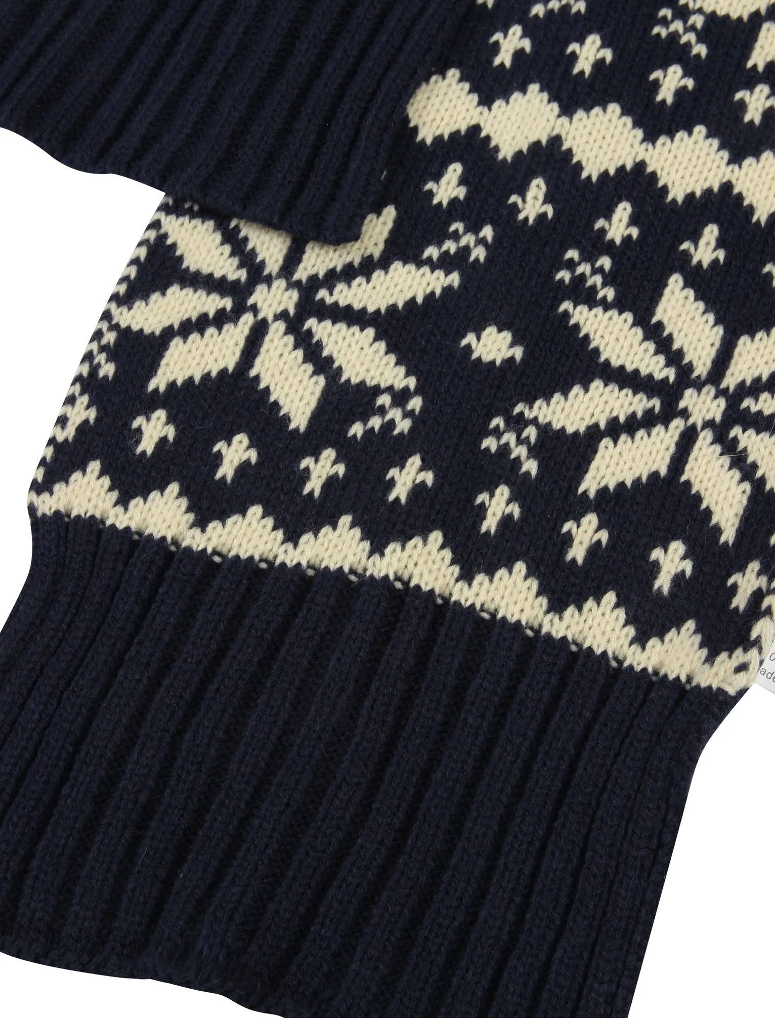 Eli Fairisle Knitted Scarf in Navy