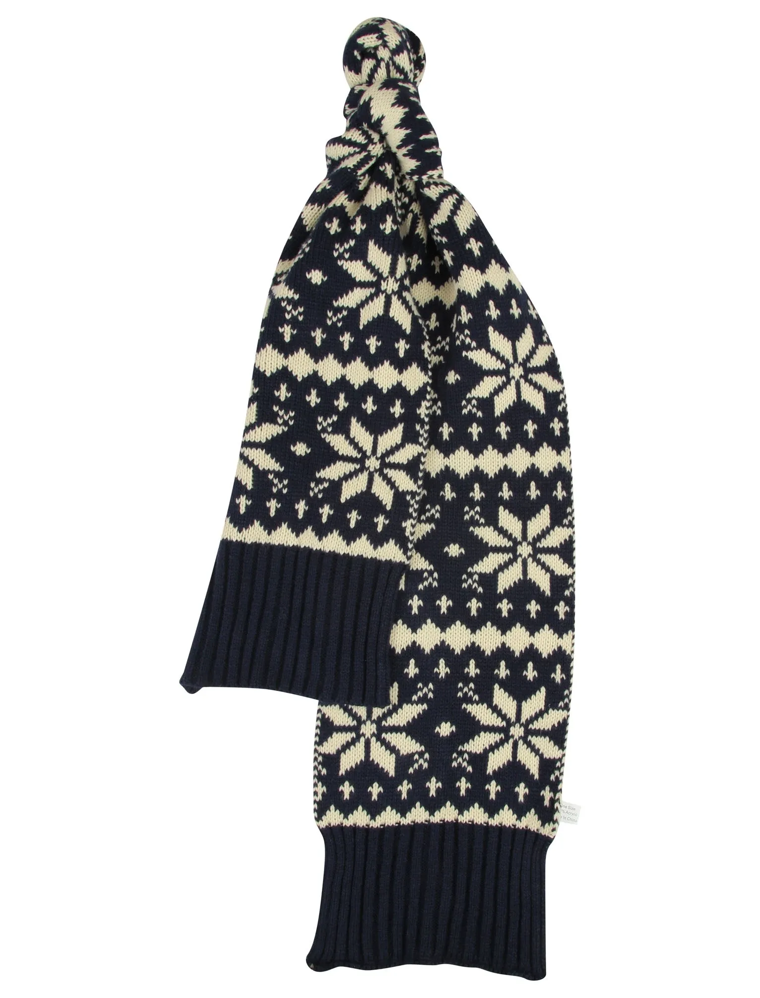 Eli Fairisle Knitted Scarf in Navy
