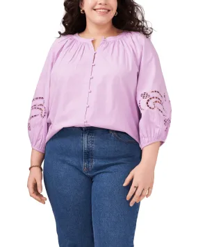 Ellie Embroidered Poplin Shirt | SOFT IRIS