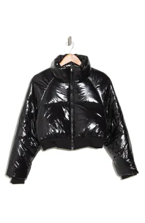 ELODIE Glossy Crop Puffer Jacket