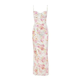 Elsa Floral Satin Maxi Dress