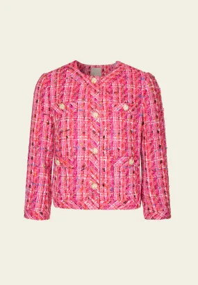 Embellished-button Mixed Tweed Jacket