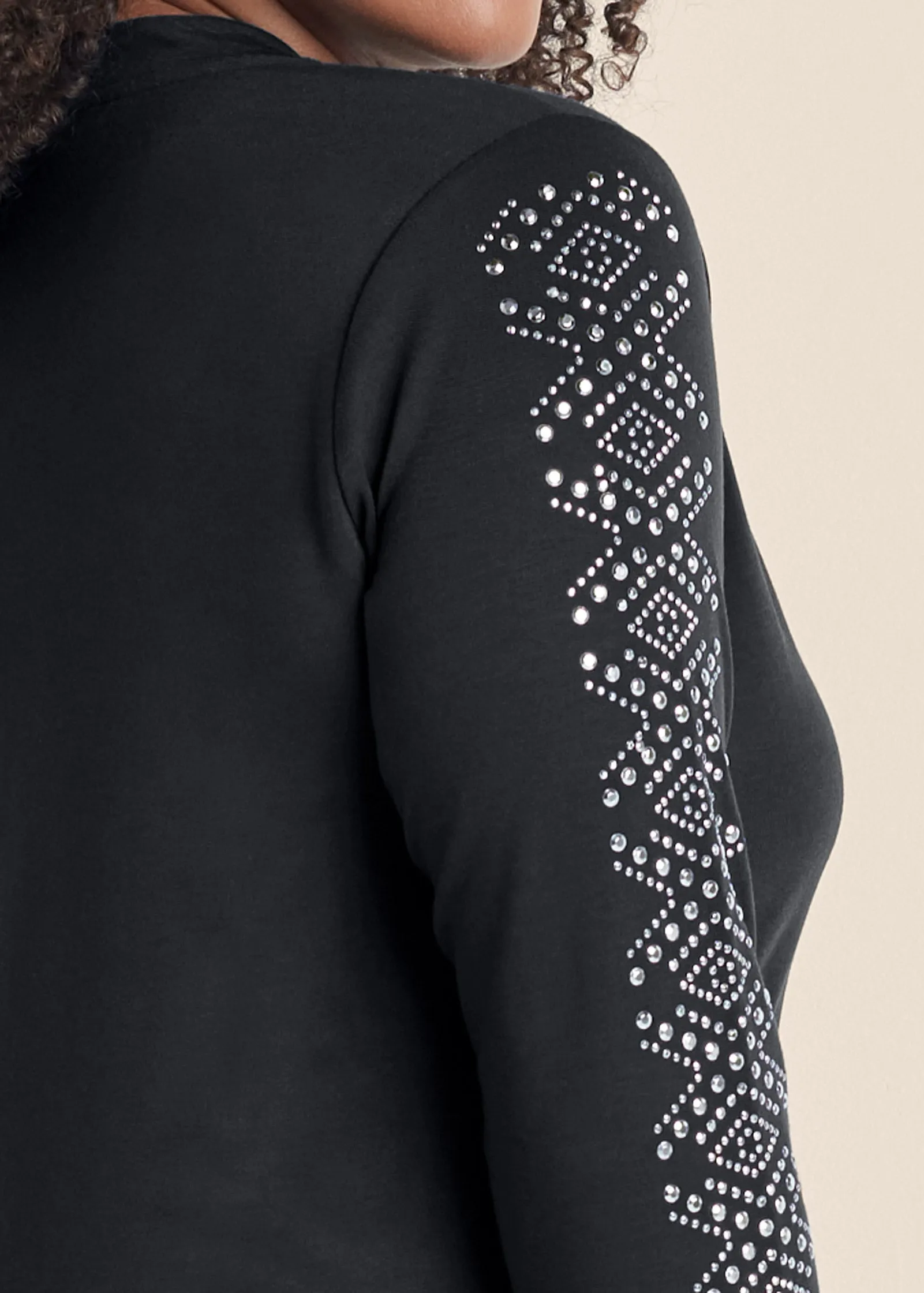 Embellished Lounge Pant Set - Black