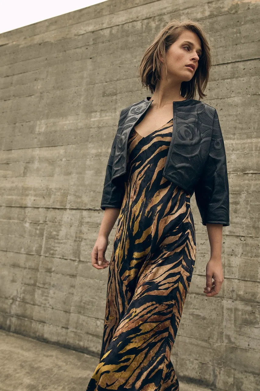 Embossed Faux Leather Jacket