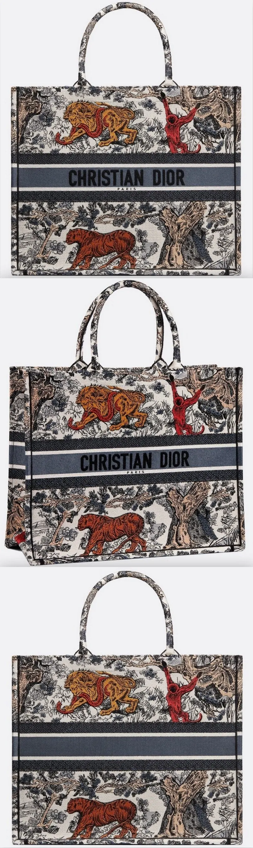 Embroidered Canvas Book Safari Tote Bag