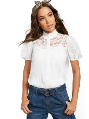 Embroidered Chiffon Blouse - Lily & Cali