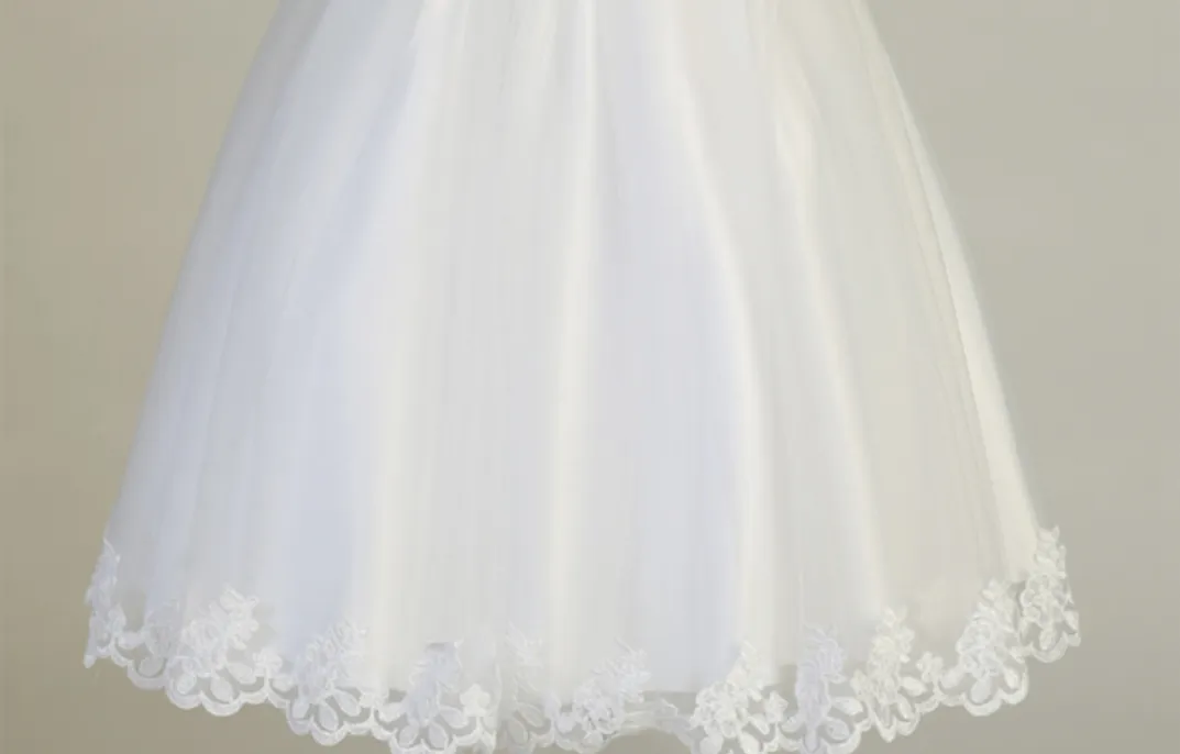 Embroidered First Communion Dress With Flower Neckline SP646