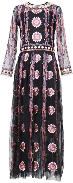 Embroidered Mesh Dress