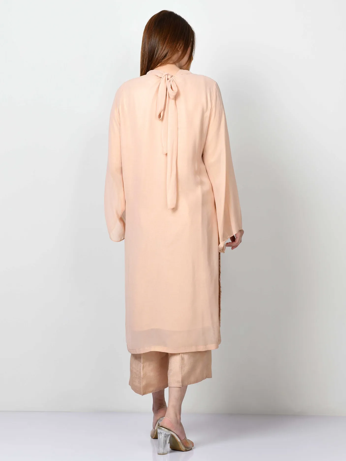 Embroidered Shimmer Chiffon Suit