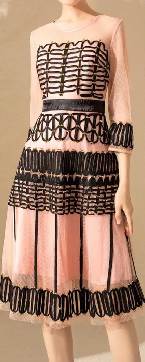 Embroidered Voile Dress