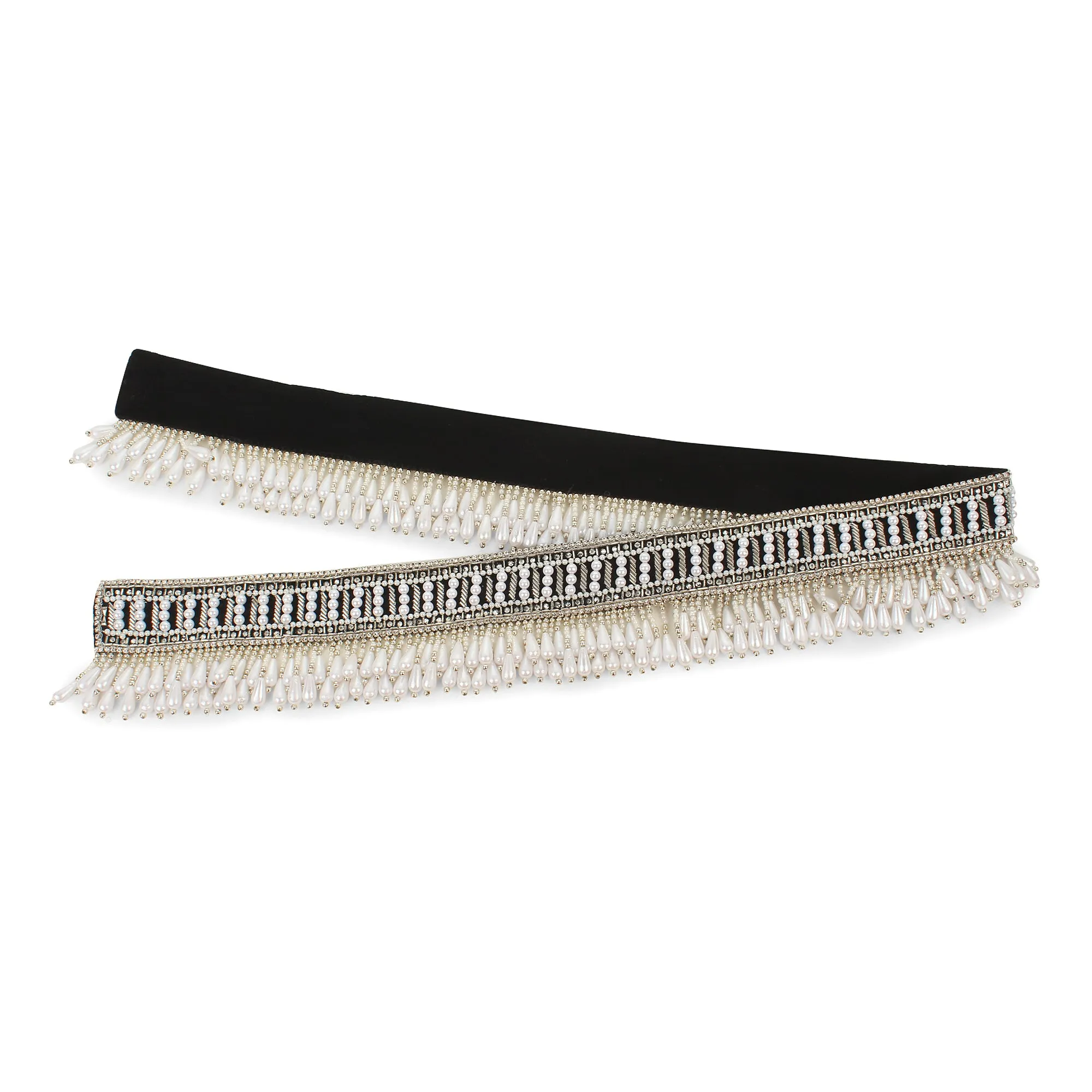 Embroidered Waist Belt, Saree Belt, Pearls and Swarovski Crystals
