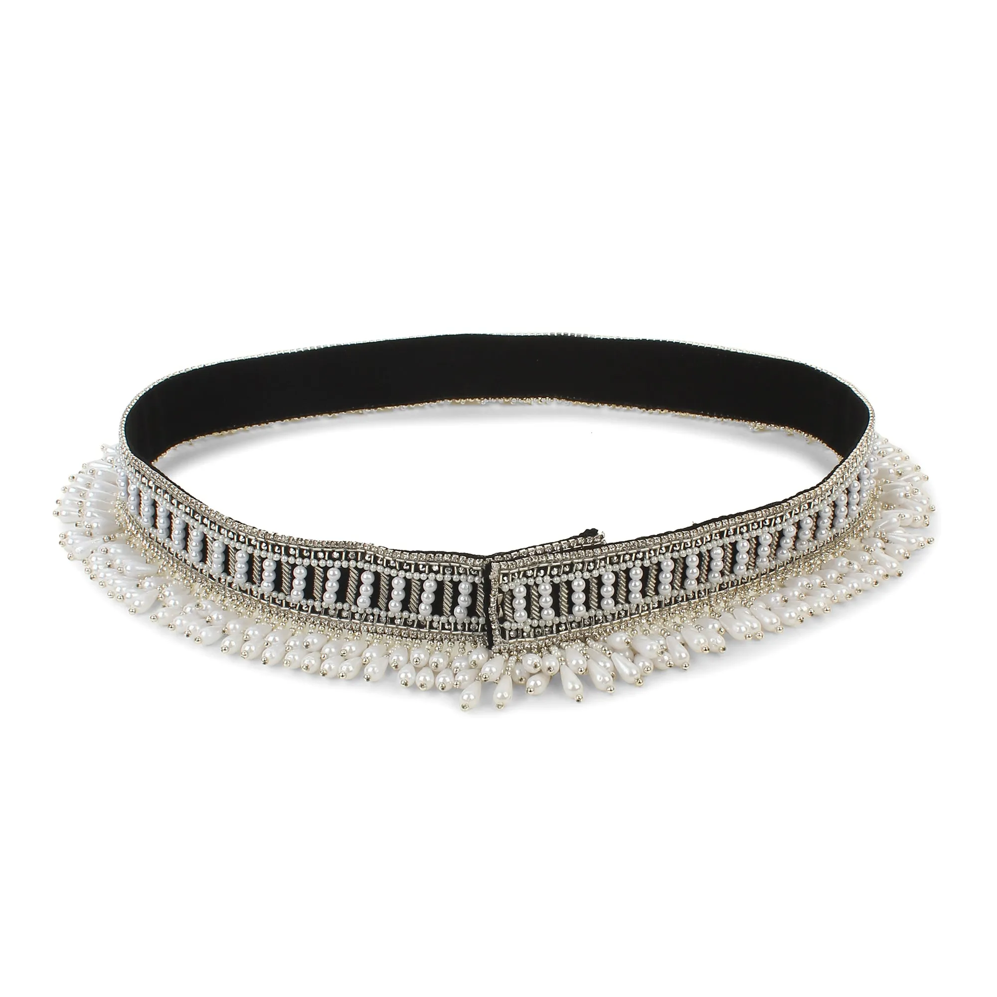 Embroidered Waist Belt, Saree Belt, Pearls and Swarovski Crystals