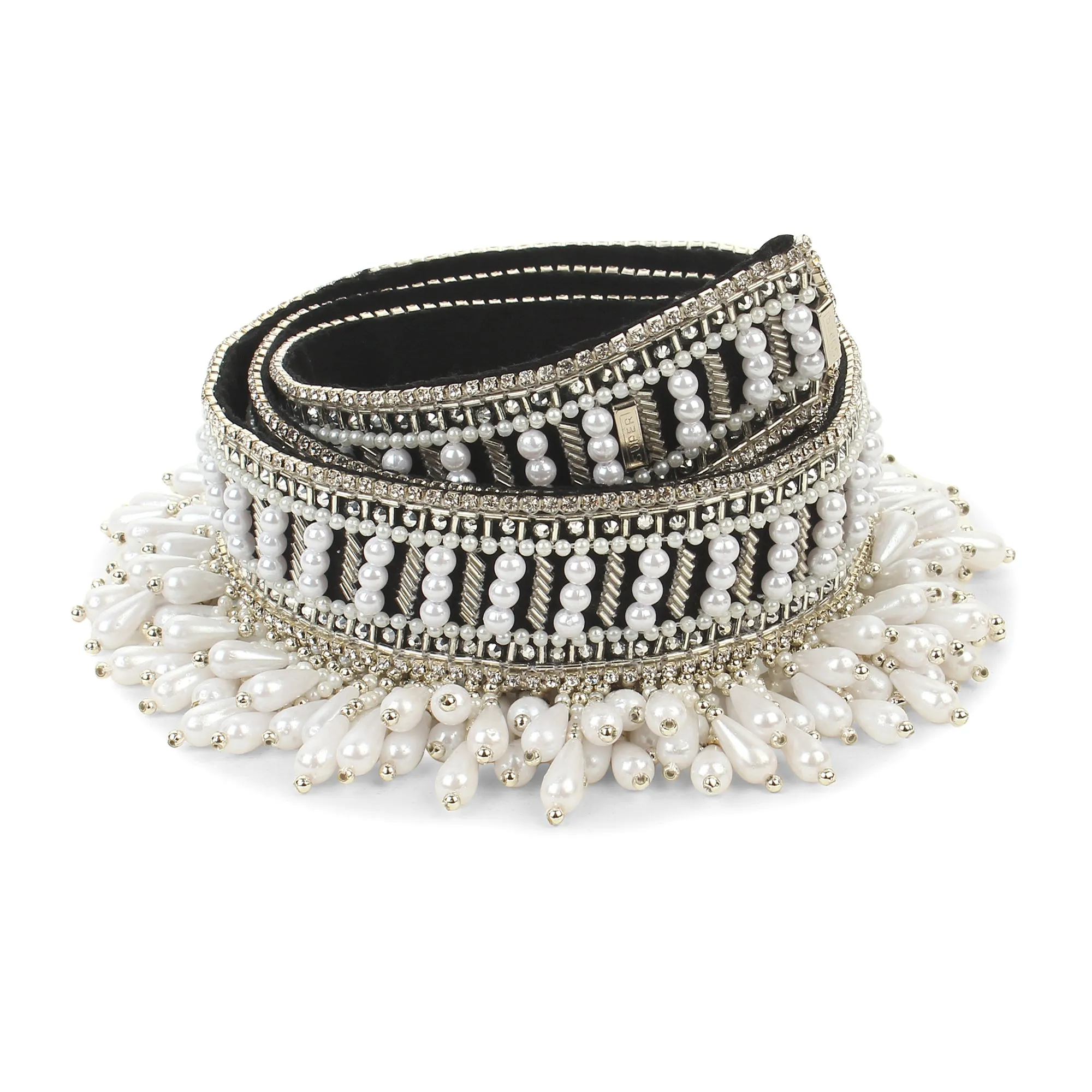 Embroidered Waist Belt, Saree Belt, Pearls and Swarovski Crystals