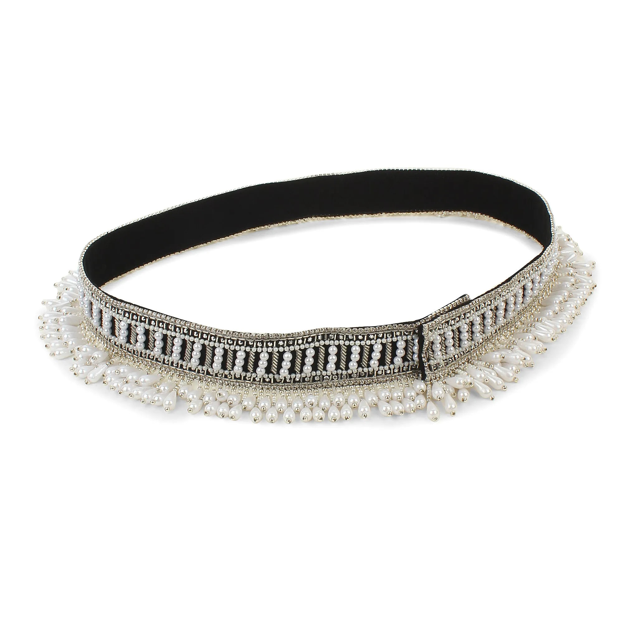 Embroidered Waist Belt, Saree Belt, Pearls and Swarovski Crystals