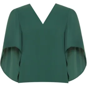 Emerald Crepe Vneck Nina Top