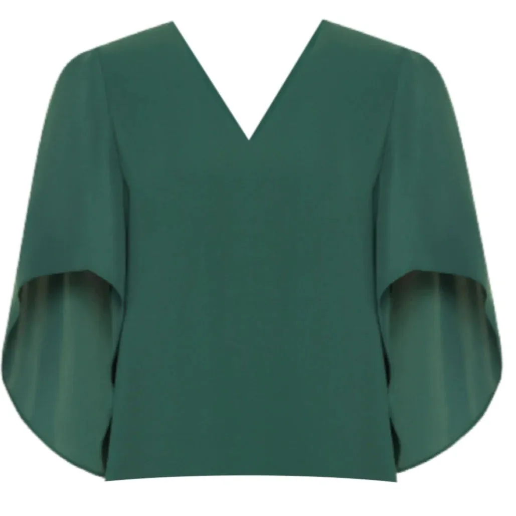 Emerald Crepe Vneck Nina Top