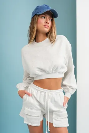 Emilia Cropped Balloon Sweatshirt And Shorts