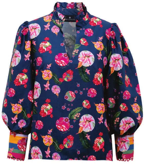 Emily Lovelock Navy Multi Coloured Organic Top