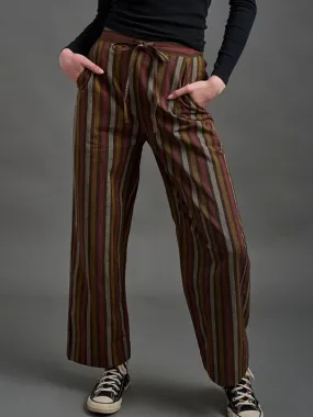 Emmy Drawstring Pant in Chocolate Stripe