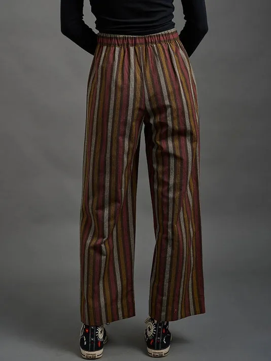 Emmy Drawstring Pant in Chocolate Stripe