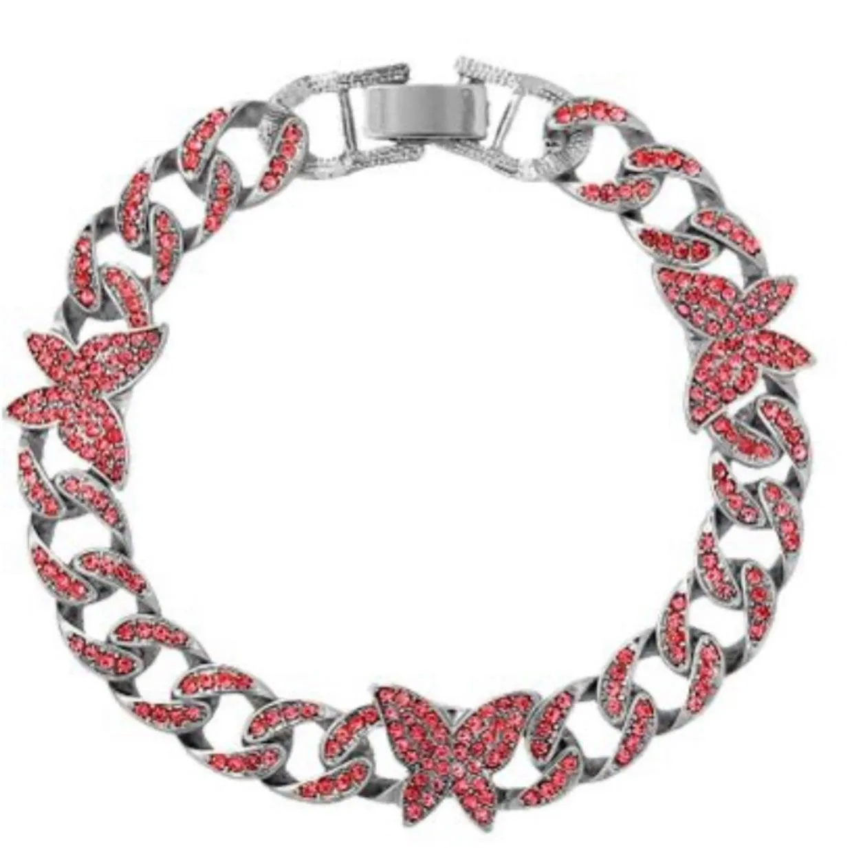 Enchanting Pink Crystal Butterfly Anklet