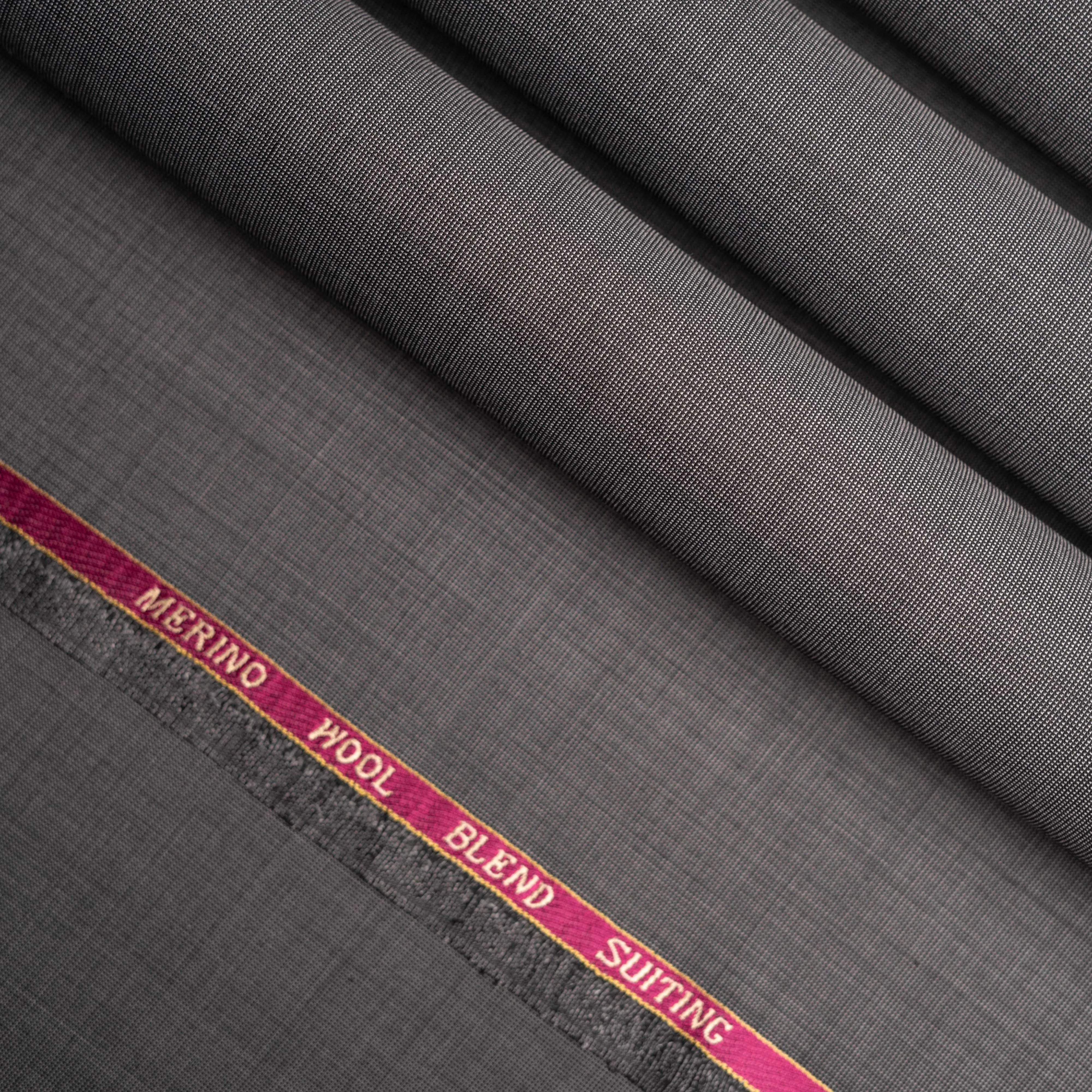 End on End Textured Medium Grey Wool Blend, Featherlight Suiting Fabric