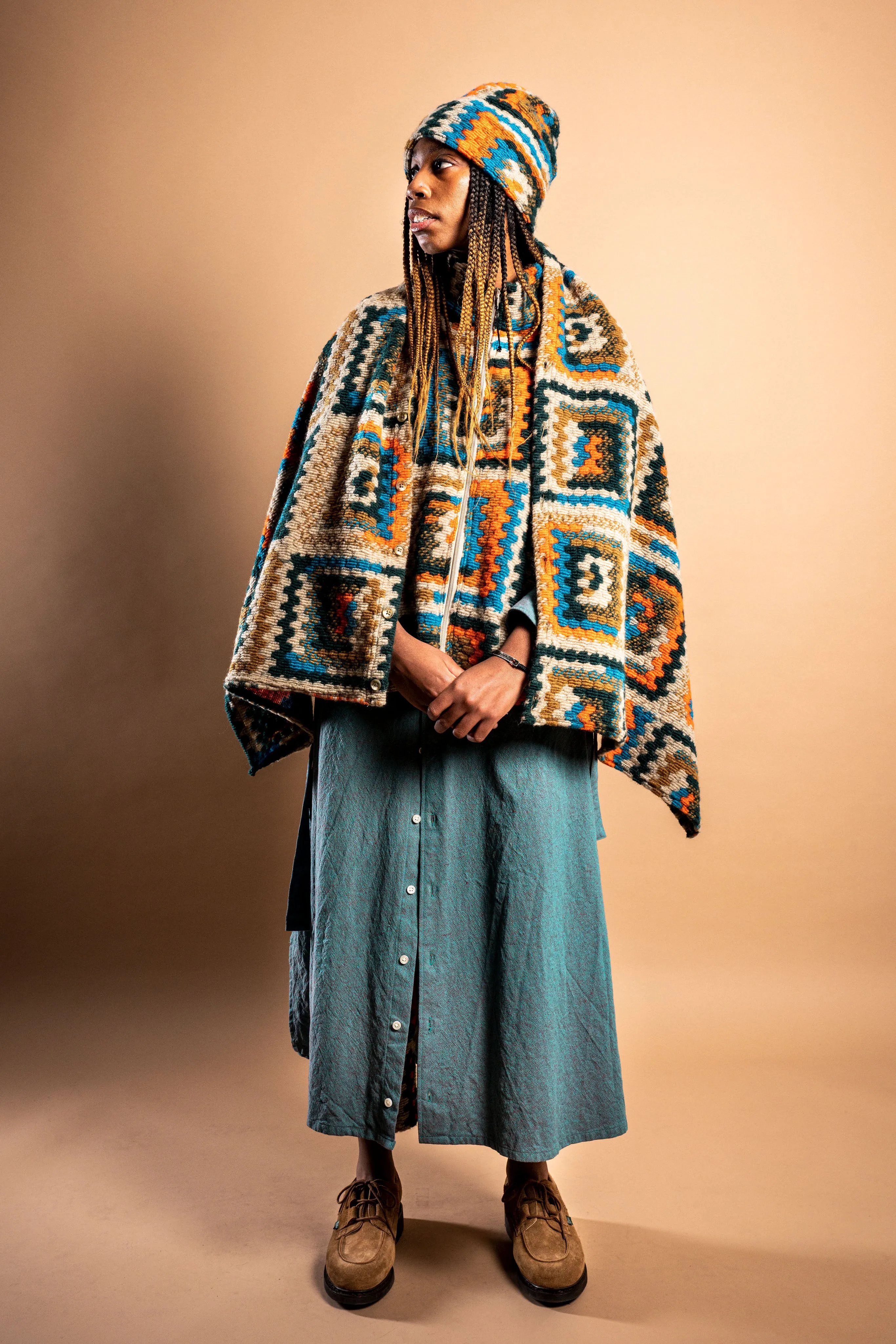Engineered Garments Button Shawl in Multicolor