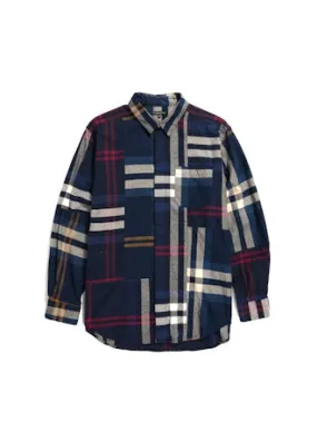 Engineered Garments Combo Short Collar Shirt - Navy/Gold