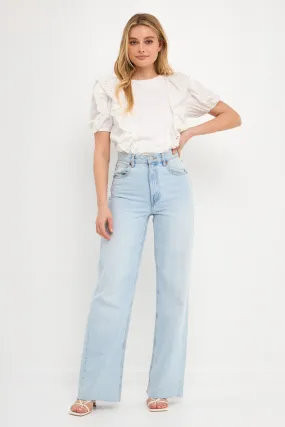 English Factory - Lace Ruffle Detail Knit Top
