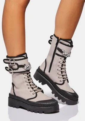 Enough Of Love Platform Combat Boots