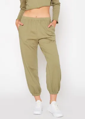 Essential French Terry Sweatpants In Olive by Shop at Konus