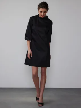 Everyday Ruffle Neck Bow Back Mini Shift Dress