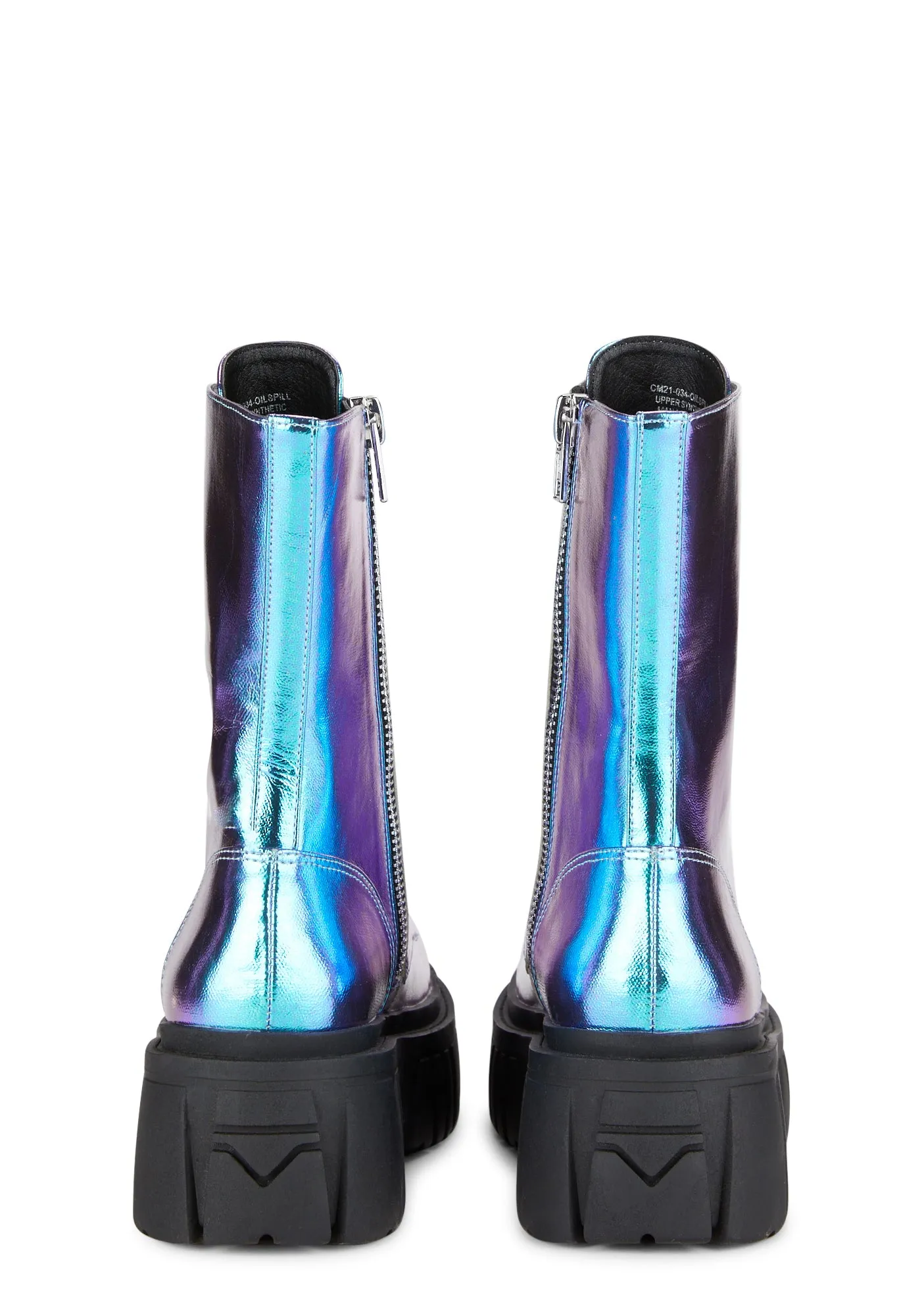 Everyone's A Critic Combat Boots - Blue Metallic