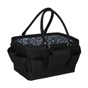 Everything Mary Deluxe Store and Tote - Craft Organizer and Storage Bag with 13 Pockets - Collapsible and Portable Art Supply Caddy for Sewing, Scrapbooking, Painting - Blue Floral