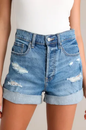 Evolving Reflections Stone Wash Denim Shorts