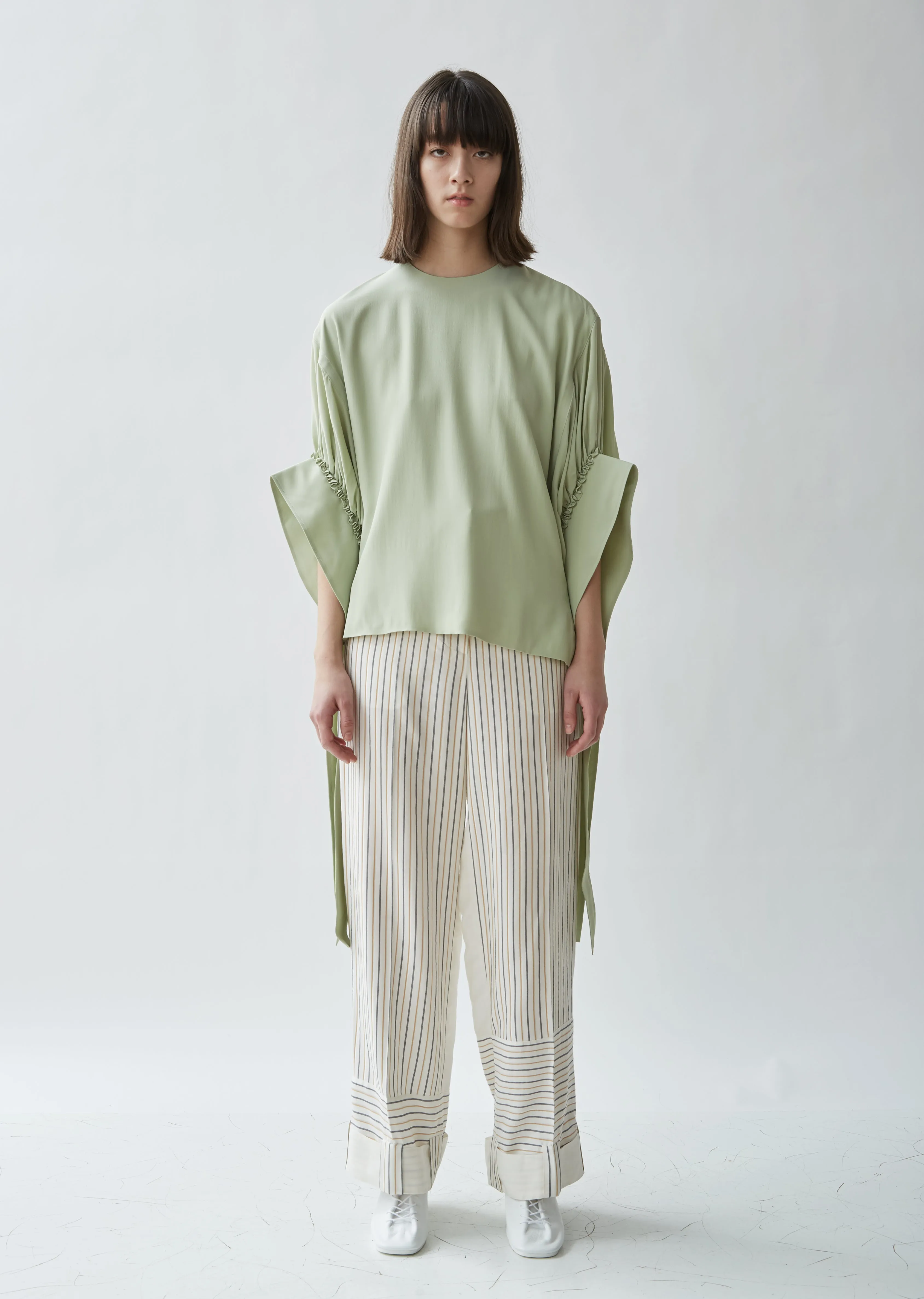 Exaggerated Ruched Sleeve Top