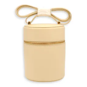 Extra Case Medium Beige Crossbody Bag in Calfskin, Gold hardware