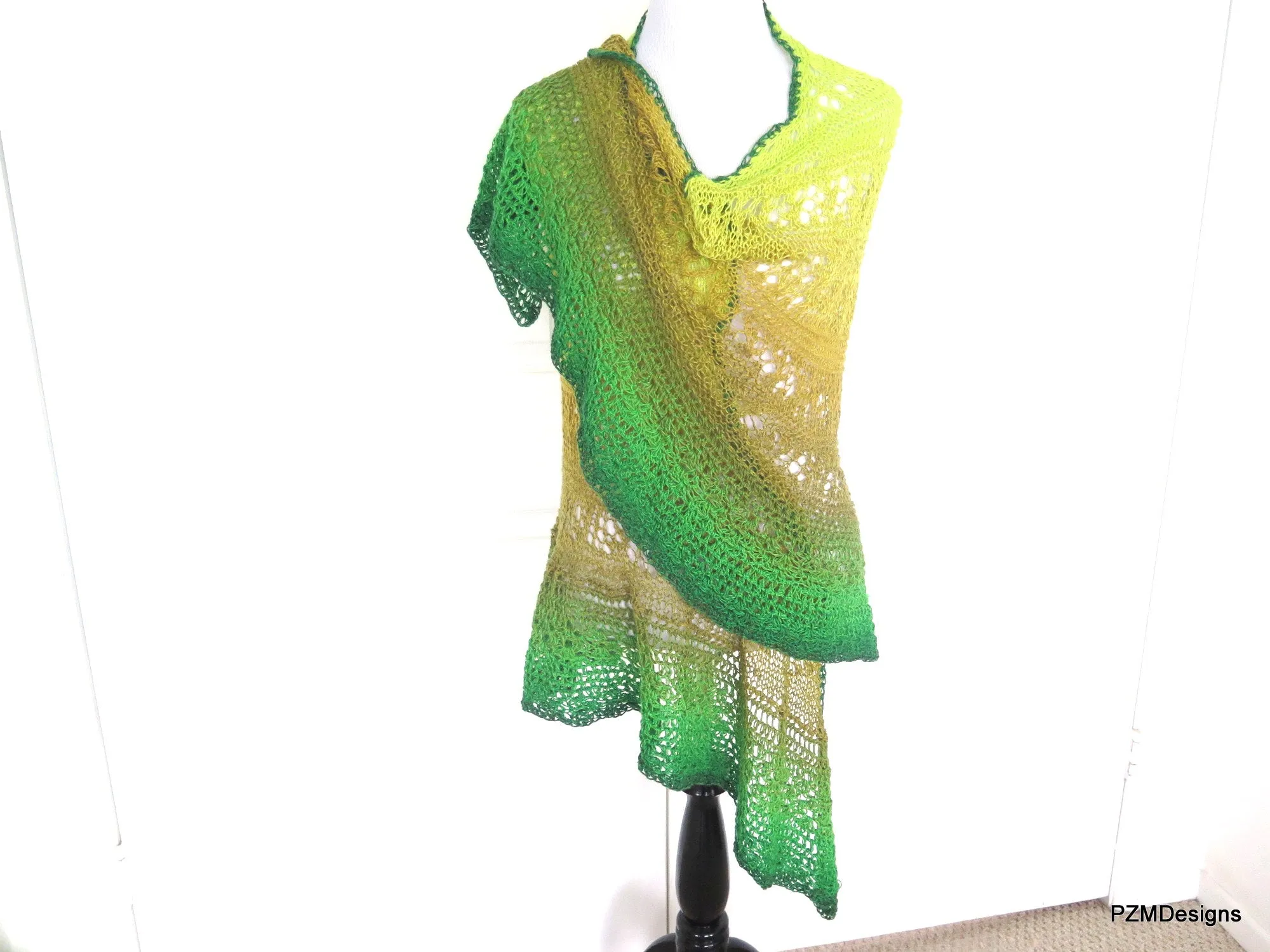 Extra Large Hand Knit Triangle Shawl, Boho Wedding Shawl