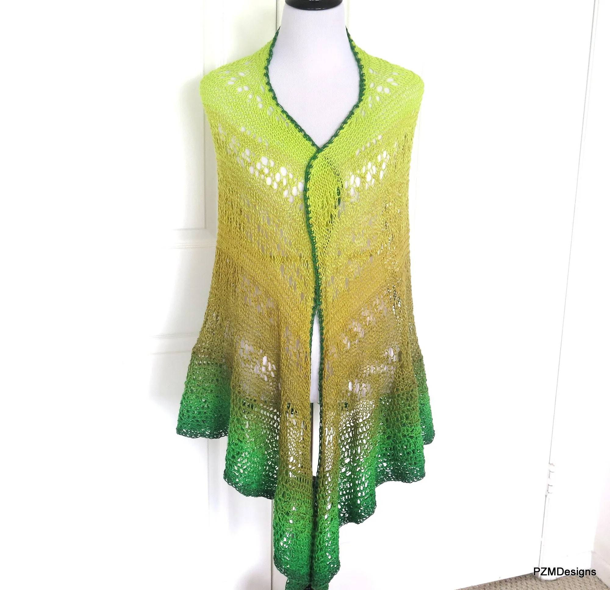 Extra Large Hand Knit Triangle Shawl, Boho Wedding Shawl