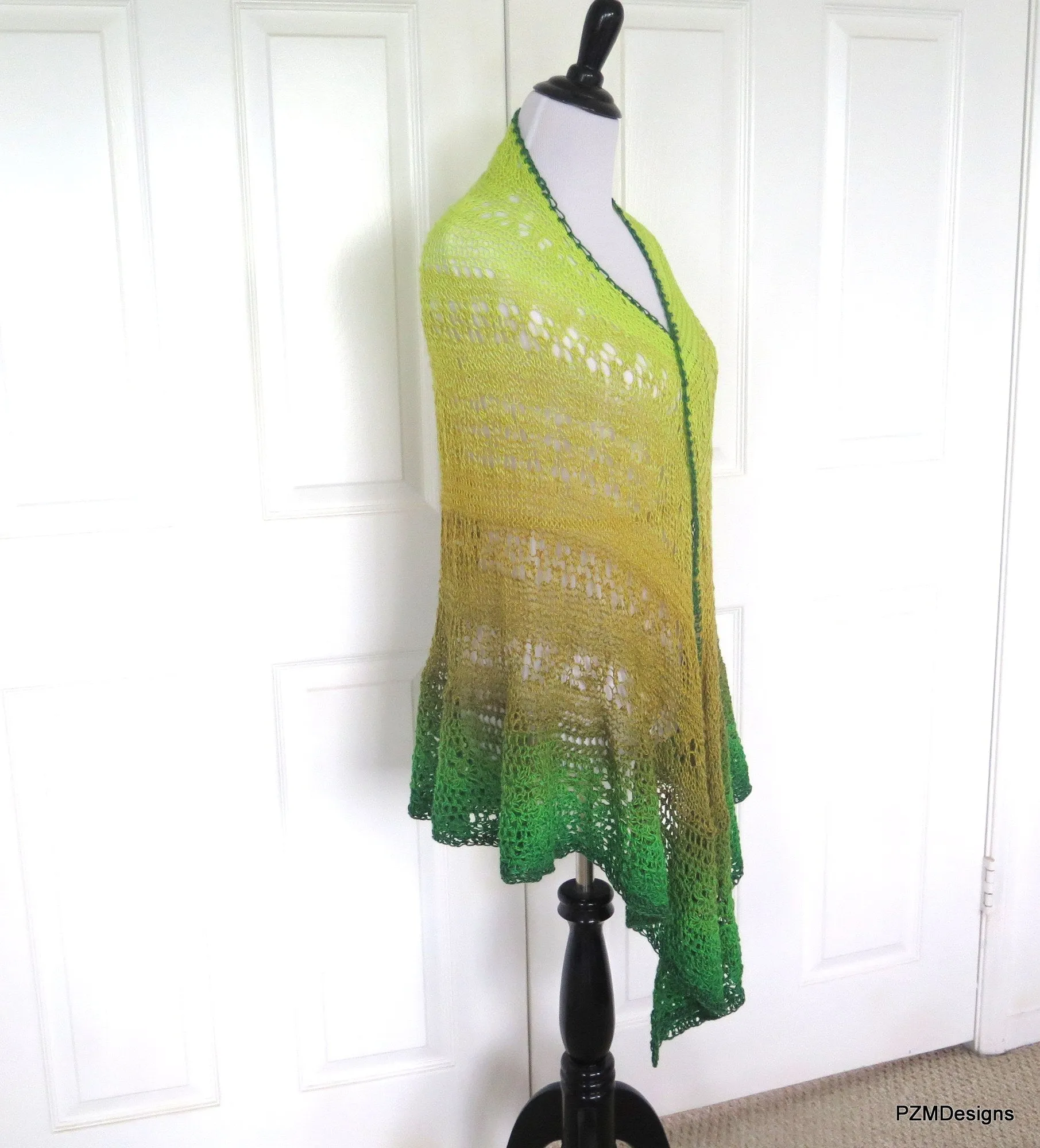 Extra Large Hand Knit Triangle Shawl, Boho Wedding Shawl