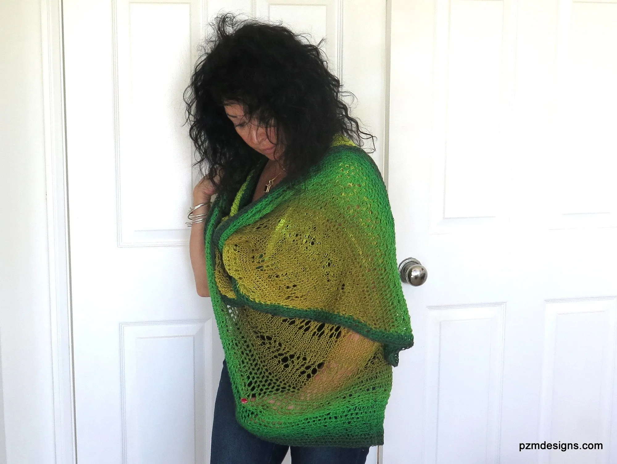 Extra Large Hand Knit Triangle Shawl, Boho Wedding Shawl