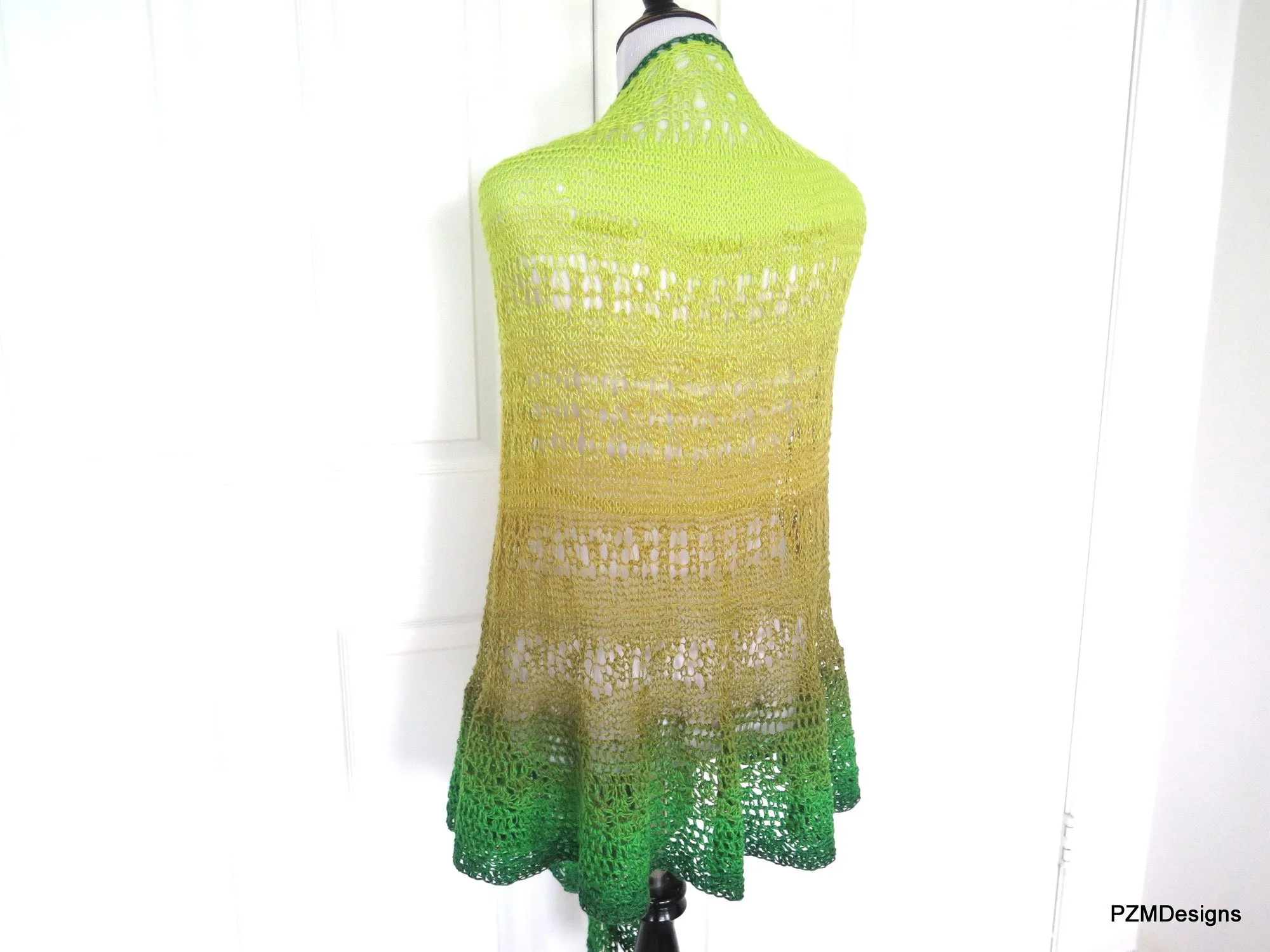 Extra Large Hand Knit Triangle Shawl, Boho Wedding Shawl