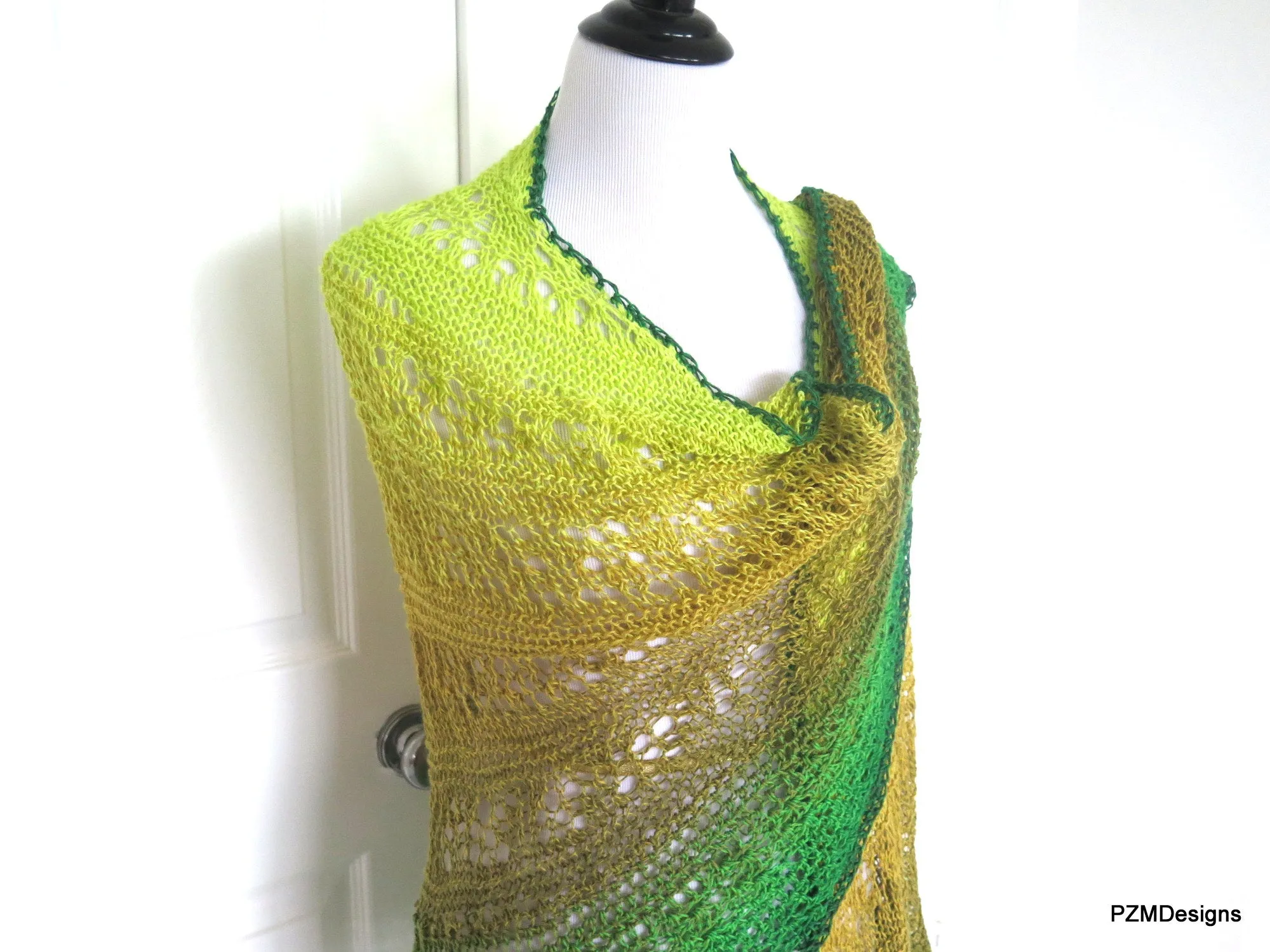 Extra Large Hand Knit Triangle Shawl, Boho Wedding Shawl