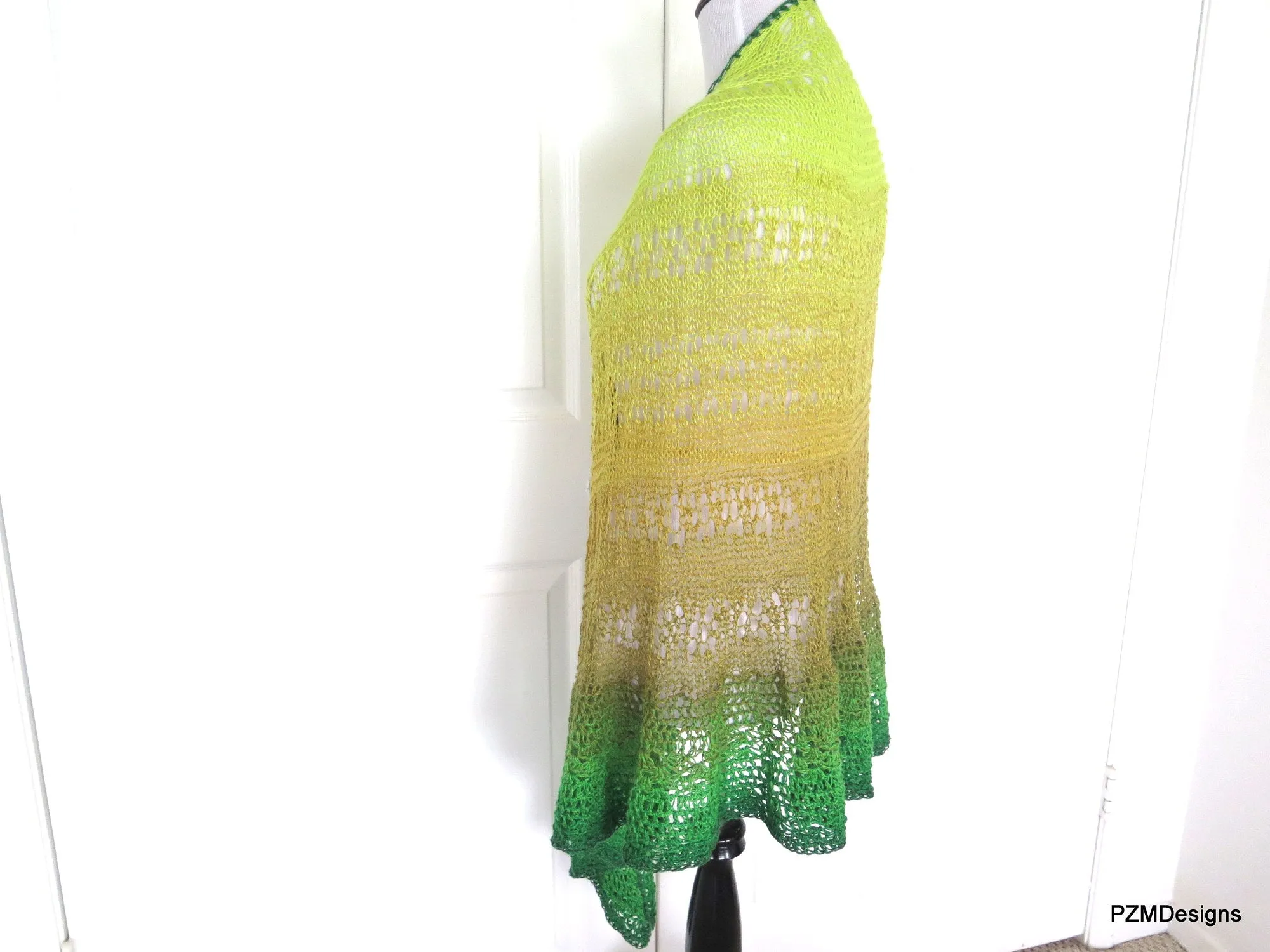 Extra Large Hand Knit Triangle Shawl, Boho Wedding Shawl
