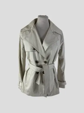 Faconnable cream trench cotton blend belted jacket size UK10/US6