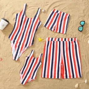 Family Matching Swimsuits Girls Rainbow Bathing Suits Multiple Color Striped