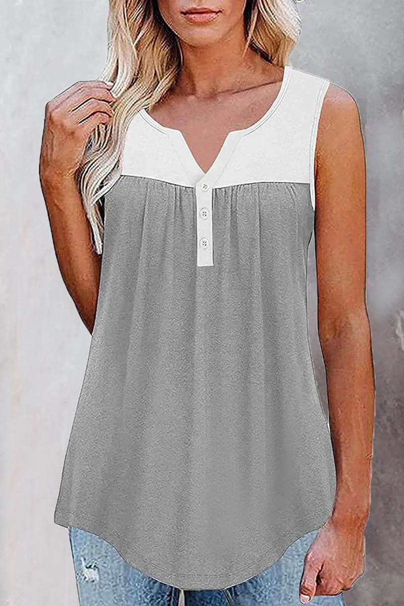 Fashion Casual Solid Split Joint V Neck Tops(7 colors)