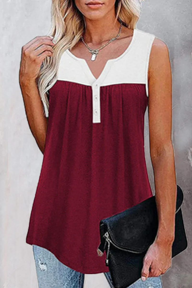 Fashion Casual Solid Split Joint V Neck Tops(7 colors)