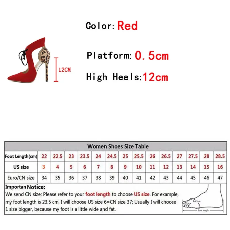 Fashion Cross-Tied red animal print Pumps Shoes